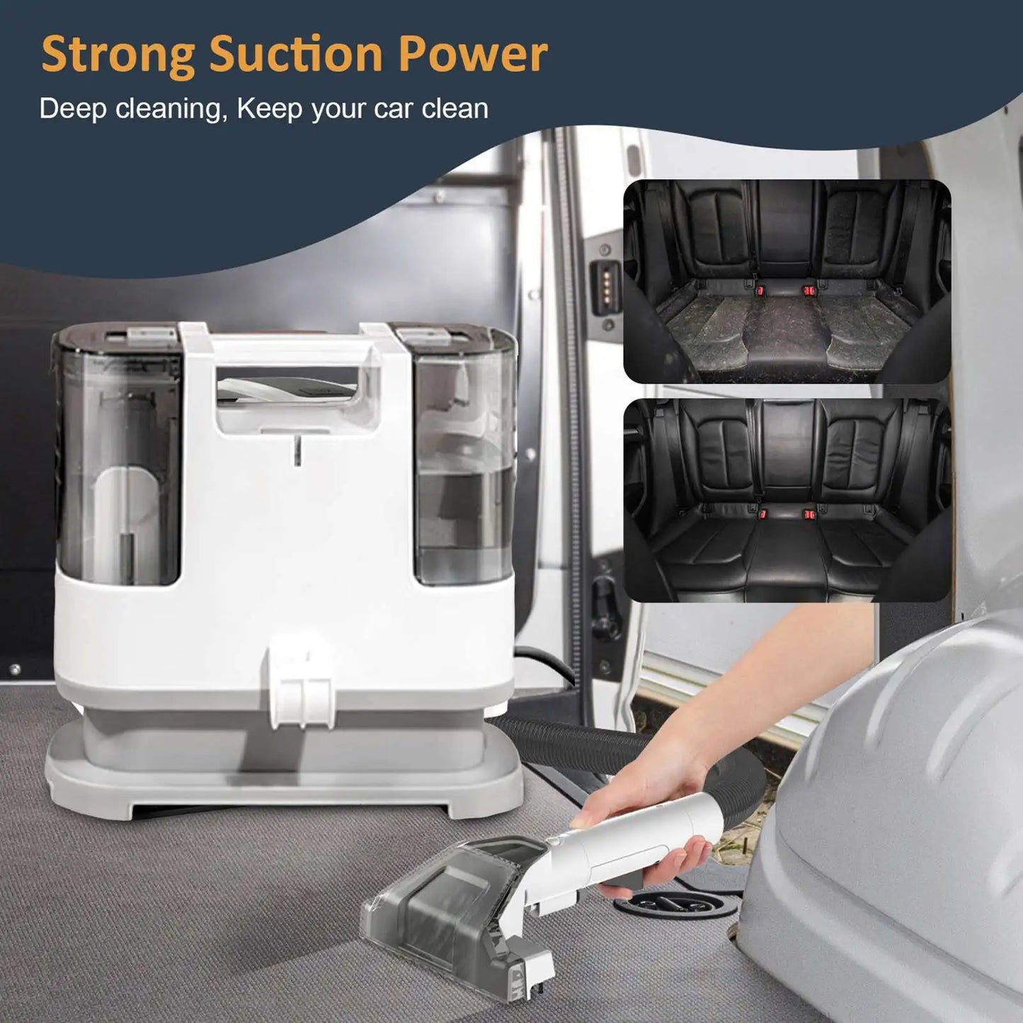Ręczny odkurzacz do dywanów 400 W 9 kPa, przenośny odkurzacz do plam na kanapę samochodową, spray do sierści zwierząt, zintegrowany odkurzacz do tapicerki