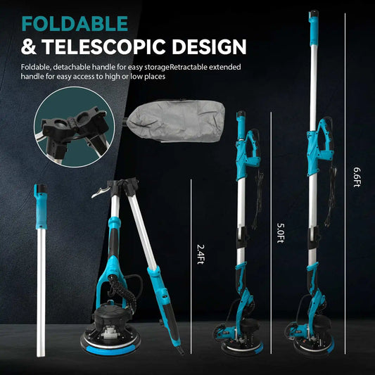 Szlifierka elektryczna do płyt gipsowo-kartonowych o mocy 1250 W, regulowana prędkość, uchwyt samozasysający, szlifierka ścienna