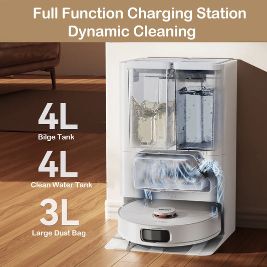 JONR Robot Vacuum P20 Pro International Edition Mopowanie Odkurzanie Suszenie Chusteczki Automatyczne czyszczenie Zbieranie kurzu Odpływ wody