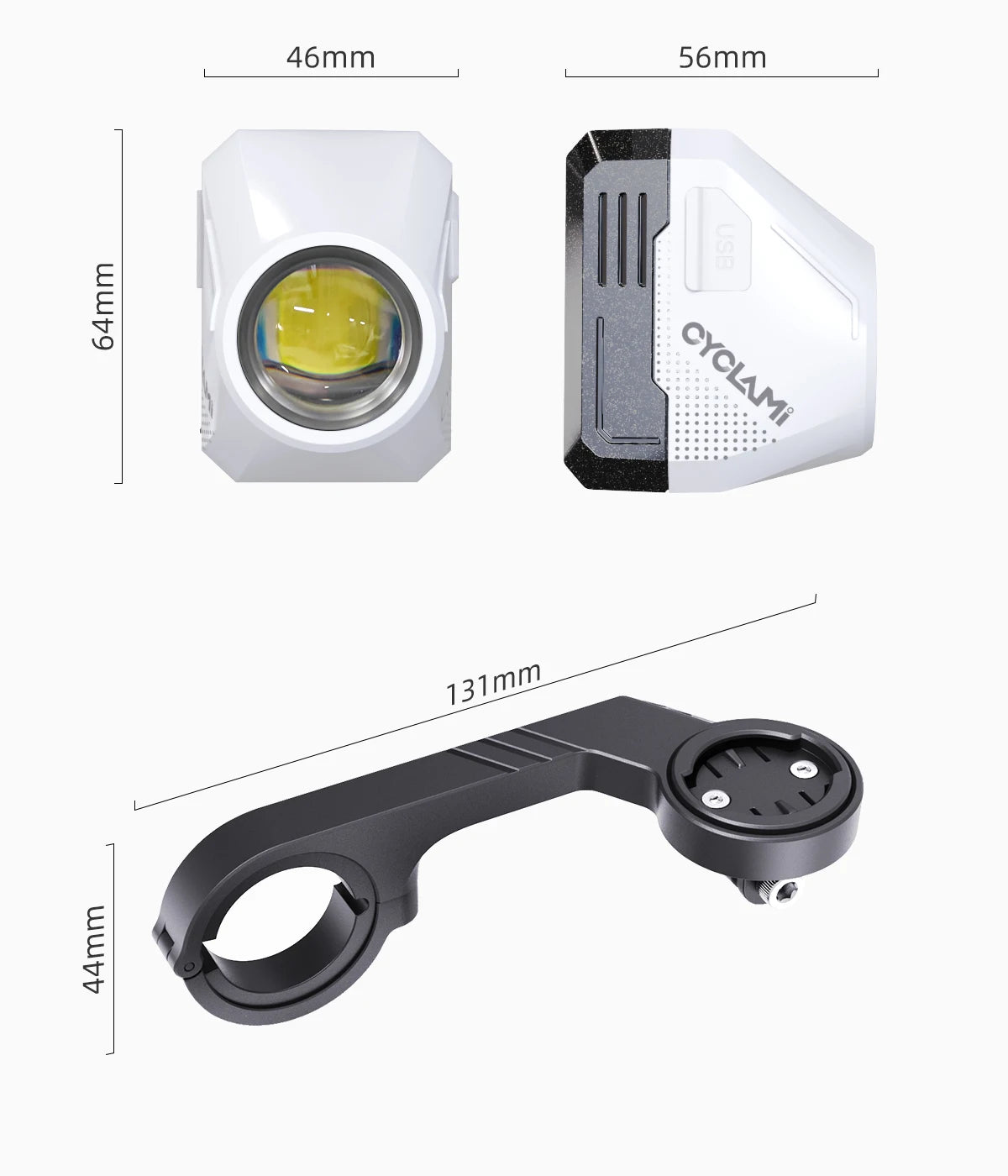 CYCLAMI Wisząca lampa przednia do roweru GoPro Ultra Bright Wireless Remote Lampa przednia MTB Road High Brightness White CYC 1600 lumenów