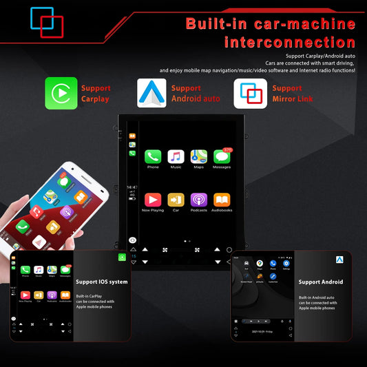 Radio samochodowe Podofo Wireless Carplay z systemem Android Auto, 9,7-calowym Mirrorlink, nawigacją GPS, odtwarzaczem multimedialnym do samochodu, WIFI, 4+64 GB, radiem FM/RDS