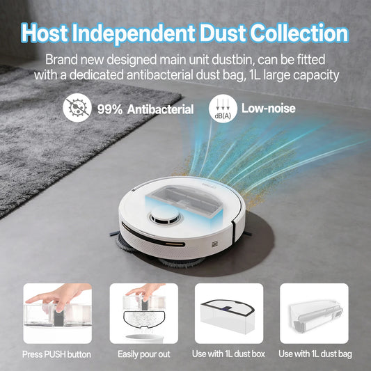 COTIAR E50 9000Pa Mocny robot ssący z funkcją odkurzania i mopa, 18 mm odstęp od przeszkód, obsługa za pomocą aplikacji/pilota