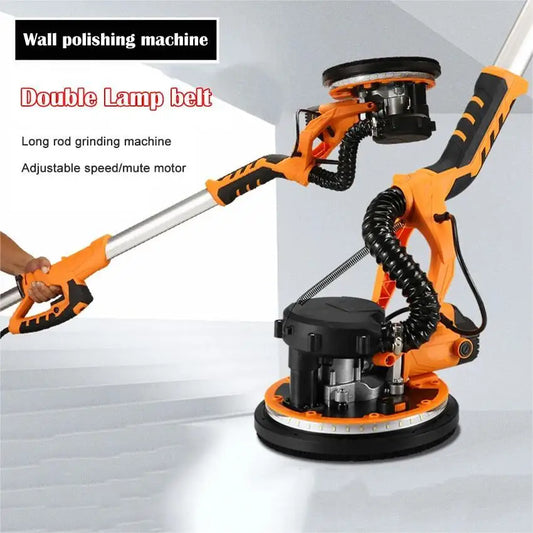 Elektryczna szlifierka do płyt gipsowo-kartonowych 1390 W, szlifierka do ścian 215 mm, bezpyłowa, samoodkurzająca, polerująca papierem ściernym z długim prętem LED