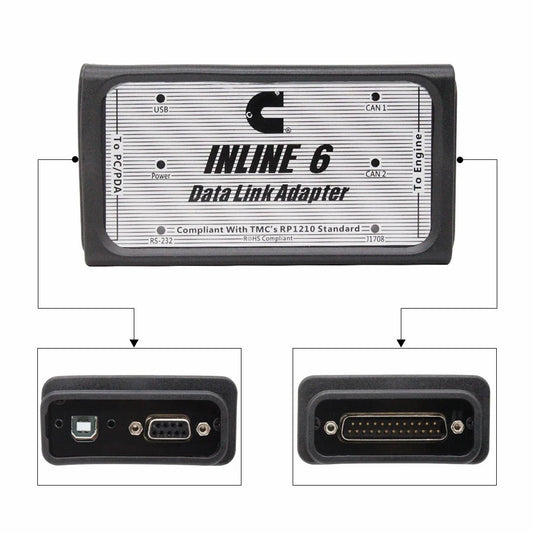 Narzędzie diagnostyczne do ciężarówek Podofo z adapterem INLINE 6 Data Link, zestaw diagnostyczny Protocol Aftermarket Tools Cummins J1939 J1708