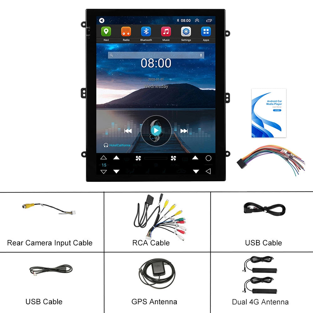 Radio samochodowe Podofo Wireless Carplay z systemem Android Auto, 9,7-calowym Mirrorlink, nawigacją GPS, odtwarzaczem multimedialnym do samochodu, WIFI, 4+64 GB, radiem FM/RDS