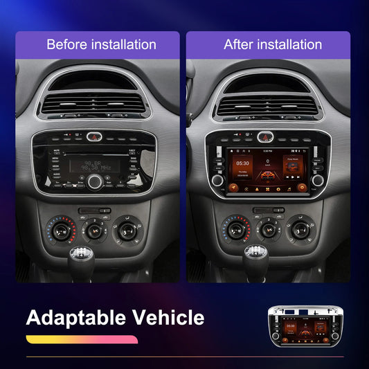 Podofo Wireless Carplay Android Auto Car Radio samochodowe do Fiata Punto 2012-2015 2 din stereo BT 2+64 GB odtwarzacz multimedialny GPS