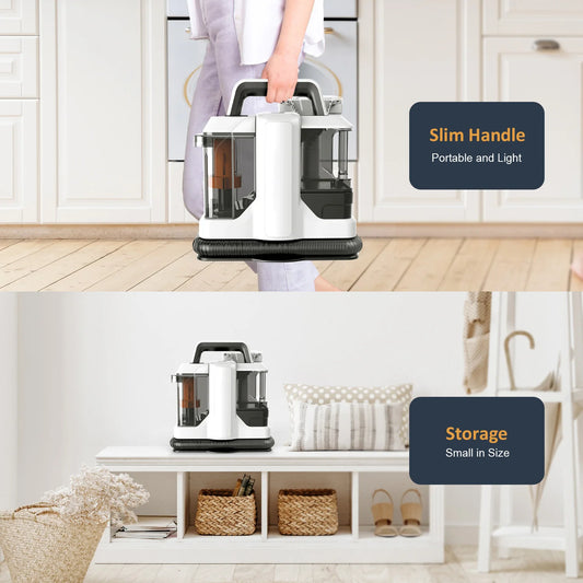 Ręczny odkurzacz do dywanów 750 W, 15 kPa, mocny, przenośny, dogłębny odkurzacz do sof, foteli samochodowych i usuwania sierści zwierząt