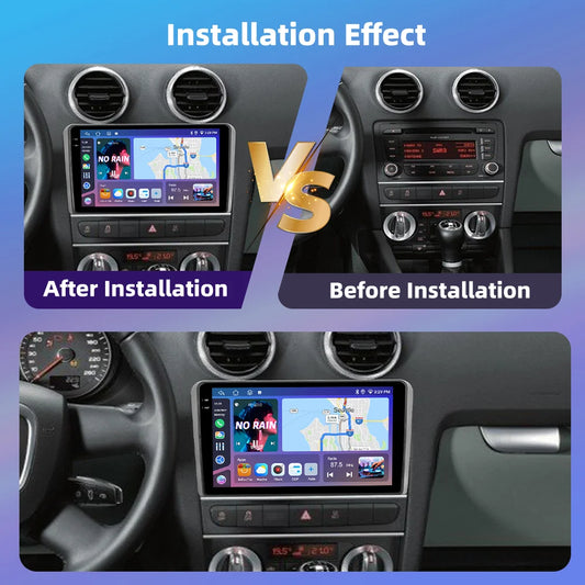 Podofo dla Audi A3 2008-2012 Bezprzewodowy CarPlay dla Apple Android Auto Car Radio GPS FM WiFi BT 8Core Multimedia Stereo DSP EQ