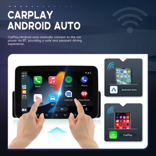 Podofo Wireless Carplay 4+64G Samochodowy inteligentny system Odtwarzacz Android AI Głos DSP Nawigacja GPS Radio samochodowe WIFI BT RDS Radio samochodowe