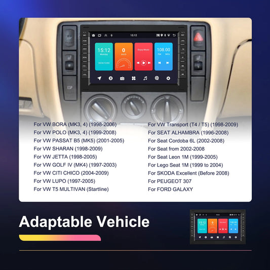 Podofo Wireless Carplay Android Car Radio Player dla VW PASSAT B5 MK4 MK5 SHARAN Jetta Bora Polo TRANSPORT T5 GPS Multimedia