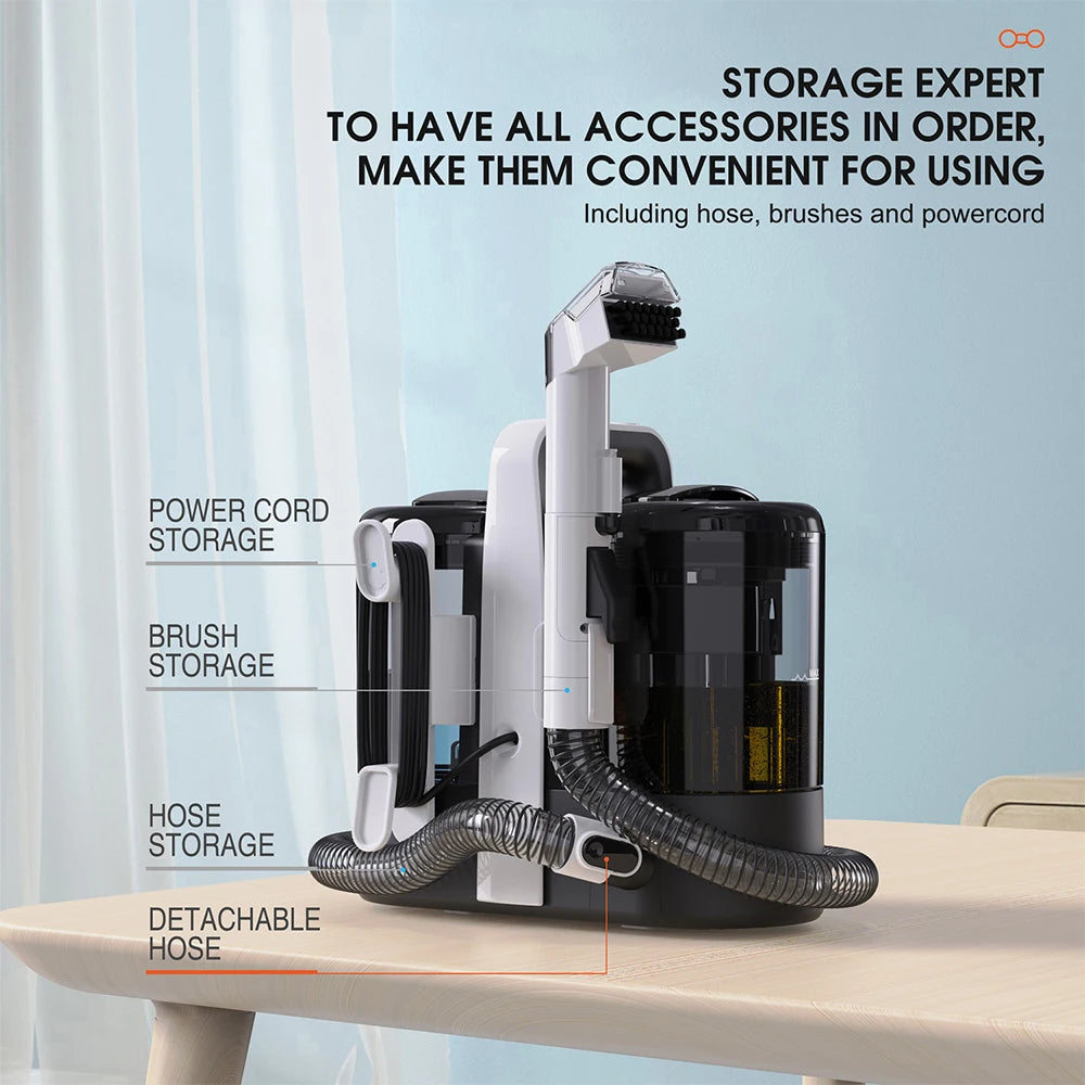 Ręczny odkurzacz do dywanów 600 W 15 kPa, przenośny odkurzacz do plam na kanapę samochodową, spryskiwacz do sierści zwierząt, ssanie, zintegrowana maszyna czyszcząca tapicerkę