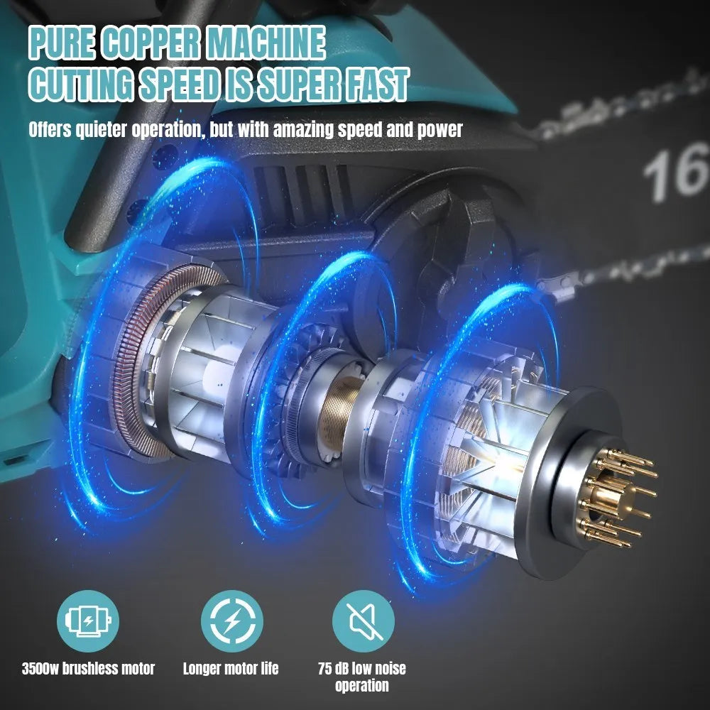 3500W bezszczotkowa elektryczna piła łańcuchowa akumulatorowa do przycinania drewna, przenośna kosiarka ogrodowa 16 cali do akumulatora Makita