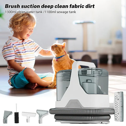 3 w 1 ręczny odkurzacz do dywanów 600 W 15 kPa przenośny środek do czyszczenia plam na kanapę samochodową, spryskiwacz do sierści zwierząt, urządzenie do czyszczenia tapicerki