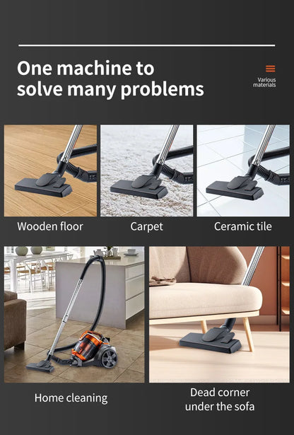 Odkurzacz bezworkowy 3600 W, filtracja wielocyklonowa 15 kPa, cicha konstrukcja, przewodowy odkurzacz do twardych podłóg, dywanów i włosów