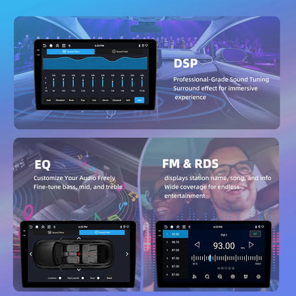 Podofo Bezprzewodowe radio samochodowe CarPlay AI do Toyoty Verso 2006 z Androidem GPS WIFI, odtwarzacz multimedialny DSP FM/RDS, korektor 2din