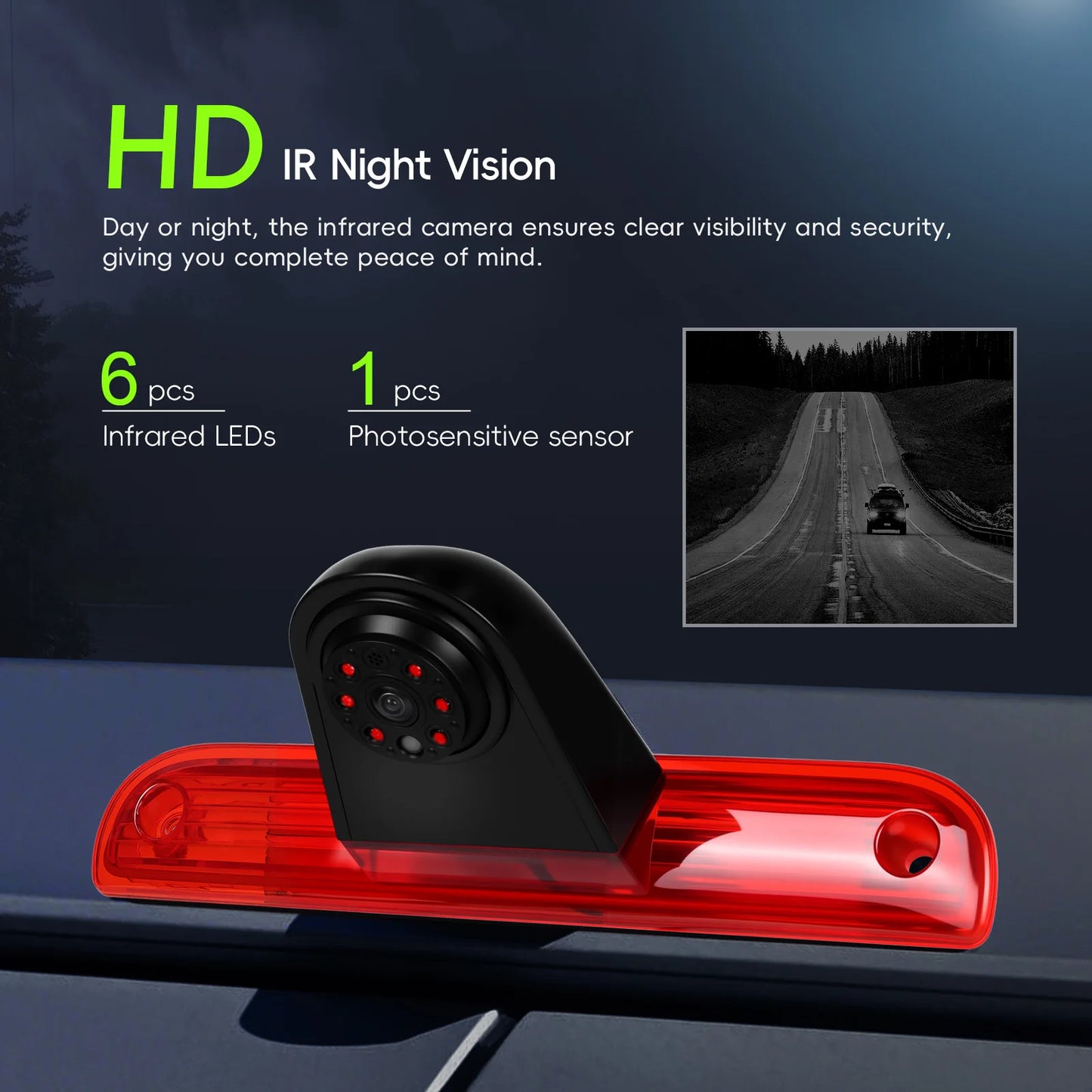 Kamera cofania Podofo z tylnym światłem stopu i noktowizorem, wodoodporna, do samochodów Fiat Ducato 2006-2018/Peugeot Boxer 2006-2018