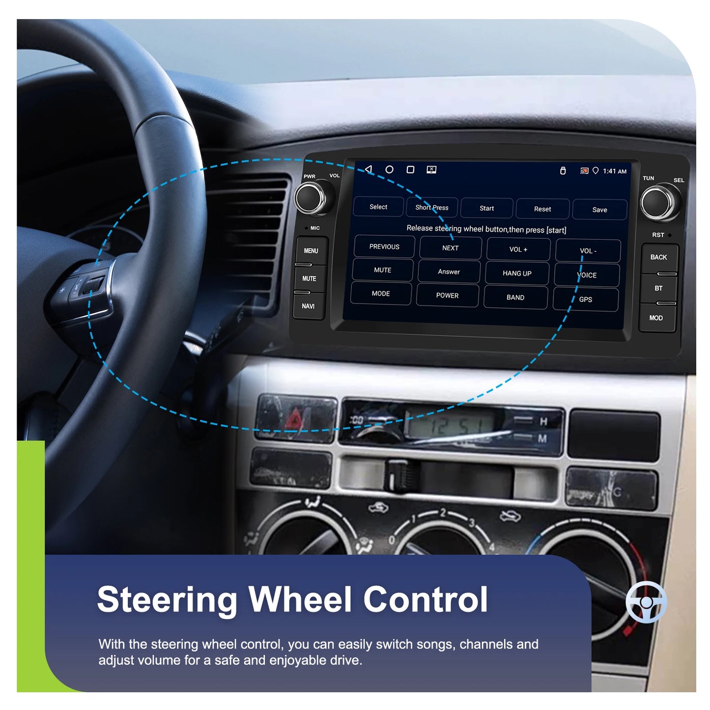 Radio samochodowe Podofo 7'' AI Voice Wireless CarPlay GPS WIFI DSP 4+64G Odtwarzacz multimedialny FM/RDS BT EQ do Toyoty Corolli E120/E130