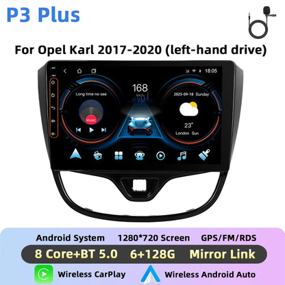 Podofo Bezprzewodowe radio samochodowe CarPlay AI do Opla Karla 2017-2020 (lewe) Android GPS WIFI Samochodowy odtwarzacz multimedialny DSP FM EQ Radio 2din