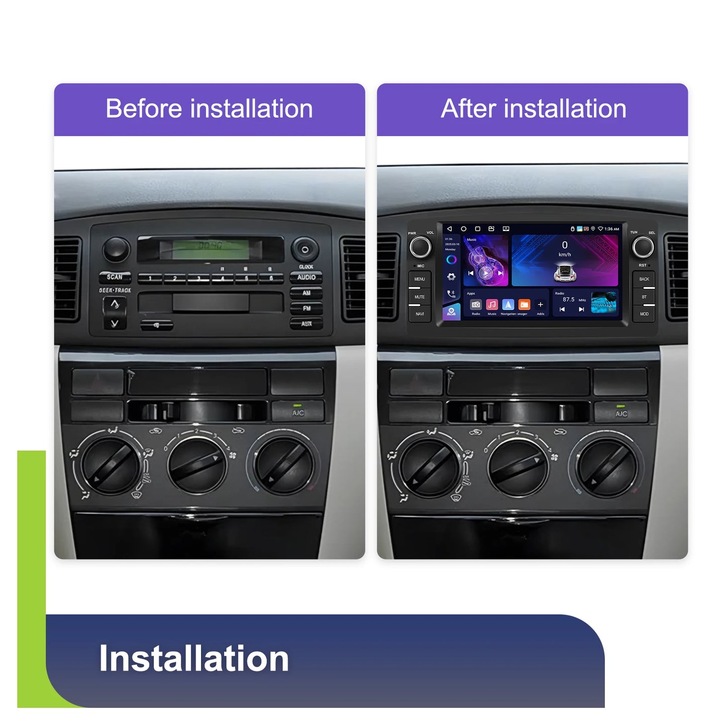 Radio samochodowe Podofo 7'' AI Voice Wireless CarPlay GPS WIFI DSP 4+64G Odtwarzacz multimedialny FM/RDS BT EQ do Toyoty Corolli E120/E130