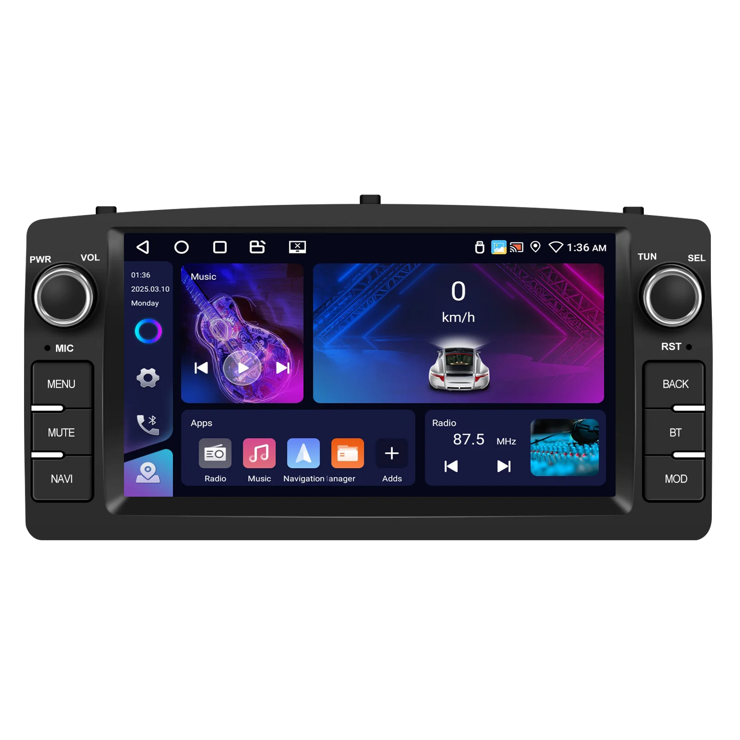 Radio samochodowe Podofo 7'' AI Voice Wireless CarPlay GPS WIFI DSP 4+64G Odtwarzacz multimedialny FM/RDS BT EQ do Toyoty Corolli E120/E130