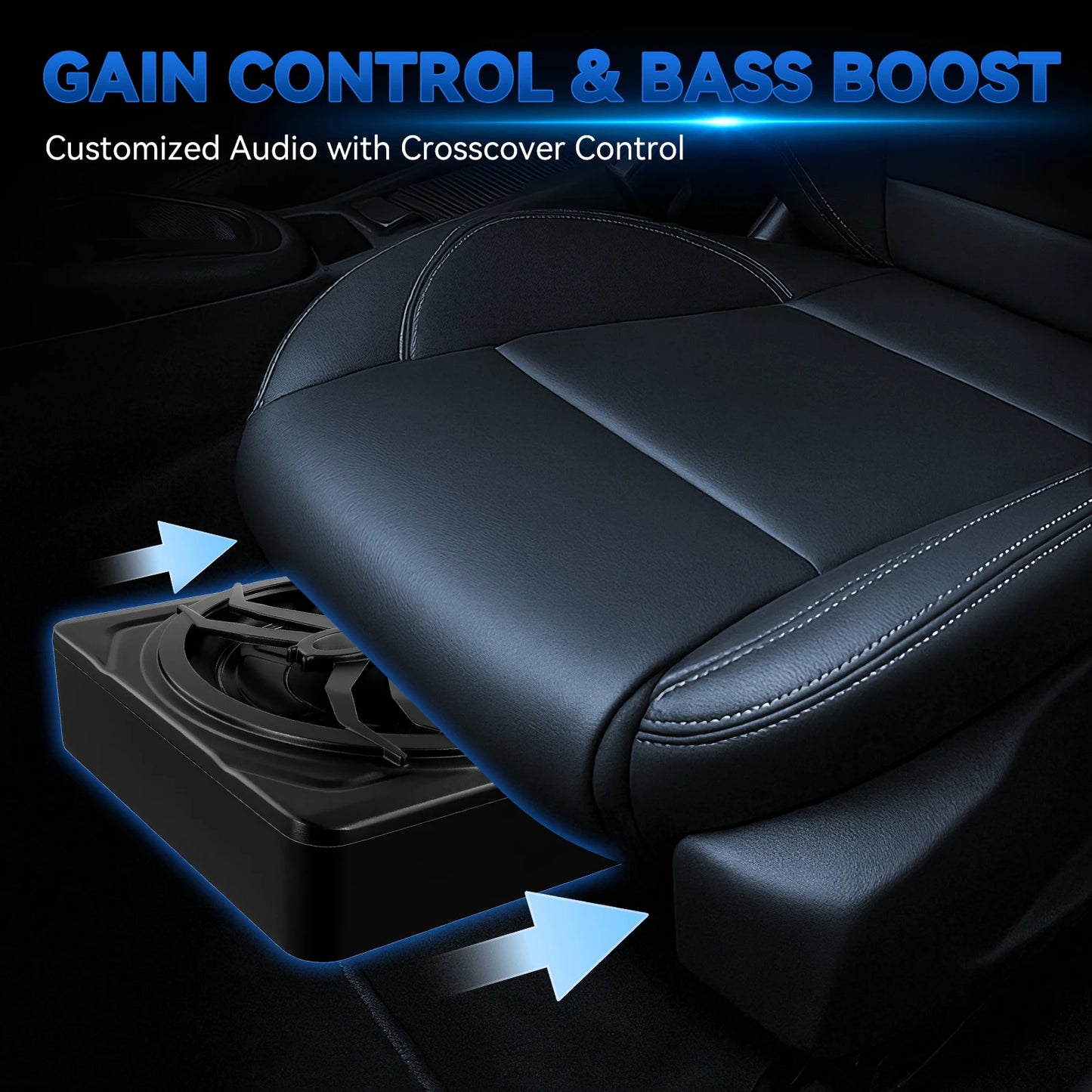 Podofo 10-calowy samochodowy system audio z subwooferem pod siedzeniem, wzmacniany subwoofer, zestaw wzmacniacza do samochodu ciężarowego i subwoofera