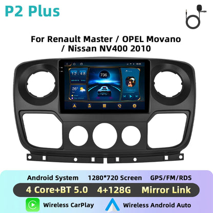 Podofo Bezprzewodowe radio samochodowe CarPlay z AI do Renault Master/OPEL Movano/Nissan NV400 2010 Android GPS WIFI Samochodowy odtwarzacz multimedialny