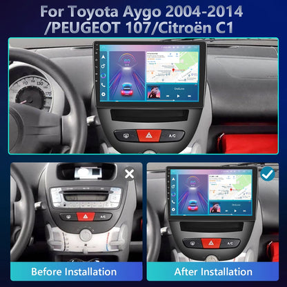 Podofo do Peugeota 107, Toyoty Aygo, Citroena C1 2005-2014, radia samochodowego, bezprzewodowego CarPlay, Androida Auto, 2+64 GB, GPS, jednostka główna, bez DVD
