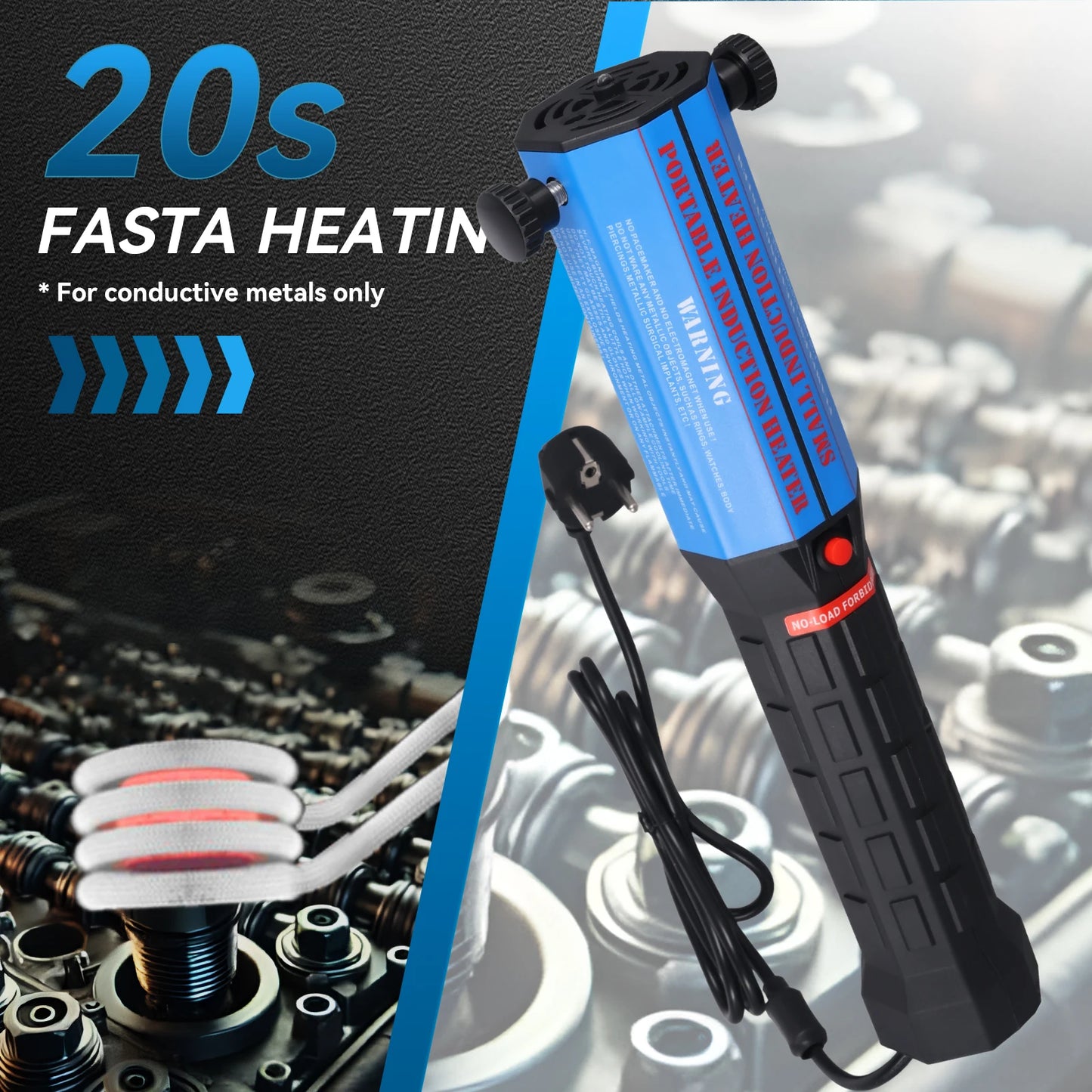 Podofo Magnetyczny podgrzewacz indukcyjny do śrub i nakrętek, narzędzie do demontażu zardzewiałych śrub, 1300 W, bezpłomieniowe narzędzie indukcyjne