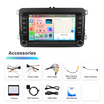 Podofo 7" Android 4G+64G do samochodowego radia samochodowego Apple Carplay GPS NAVI WIFI RDS FM BT do VW Golf 5 6 Passat Polo Touran Tiguan GPS