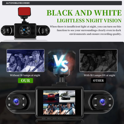 Podofo 2-calowy samochodowy rejestrator wideo 1080P Lewa prawa kamera cofania 360° 4-obiektywowa kamera samochodowa DVR nagrywanie w pętli monitor parkowania