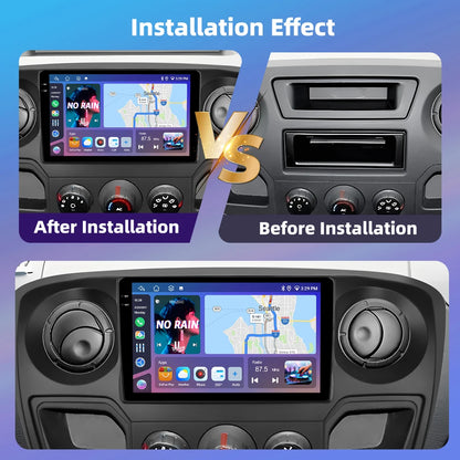 Podofo Bezprzewodowe radio samochodowe CarPlay z AI do Renault Master/OPEL Movano/Nissan NV400 2010 Android GPS WIFI Samochodowy odtwarzacz multimedialny