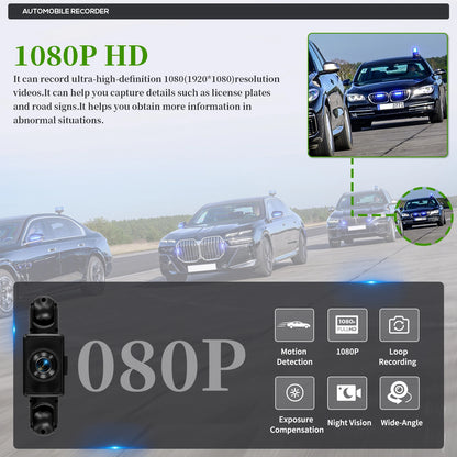 Podofo 2-calowy samochodowy rejestrator wideo 1080P Lewa prawa kamera cofania 360° 4-obiektywowa kamera samochodowa DVR nagrywanie w pętli monitor parkowania