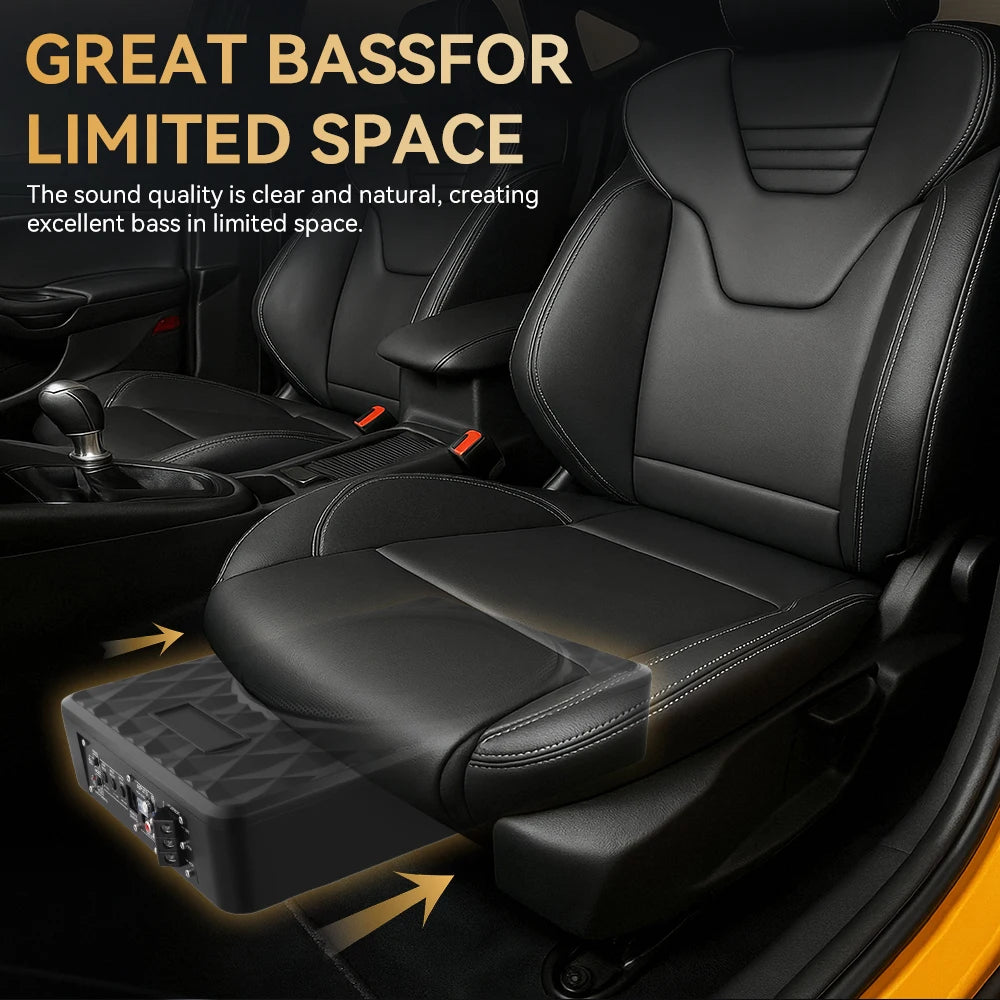 Podofo 1000W, smukły subwoofer samochodowy pod siedzeniem, zasilany 12 V, zestaw wzmacniacza do subwoofera samochodowego do ciężarówki