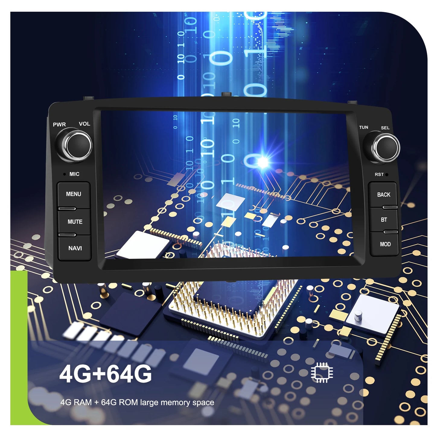 Radio samochodowe Podofo 7'' AI Voice Wireless CarPlay GPS WIFI DSP 4+64G Odtwarzacz multimedialny FM/RDS BT EQ do Toyoty Corolli E120/E130