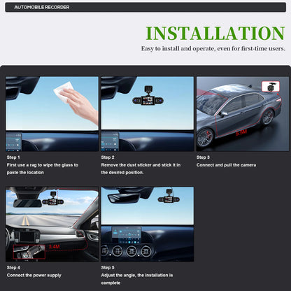 Podofo 2-calowy samochodowy rejestrator wideo 1080P Lewa prawa kamera cofania 360° 4-obiektywowa kamera samochodowa DVR nagrywanie w pętli monitor parkowania