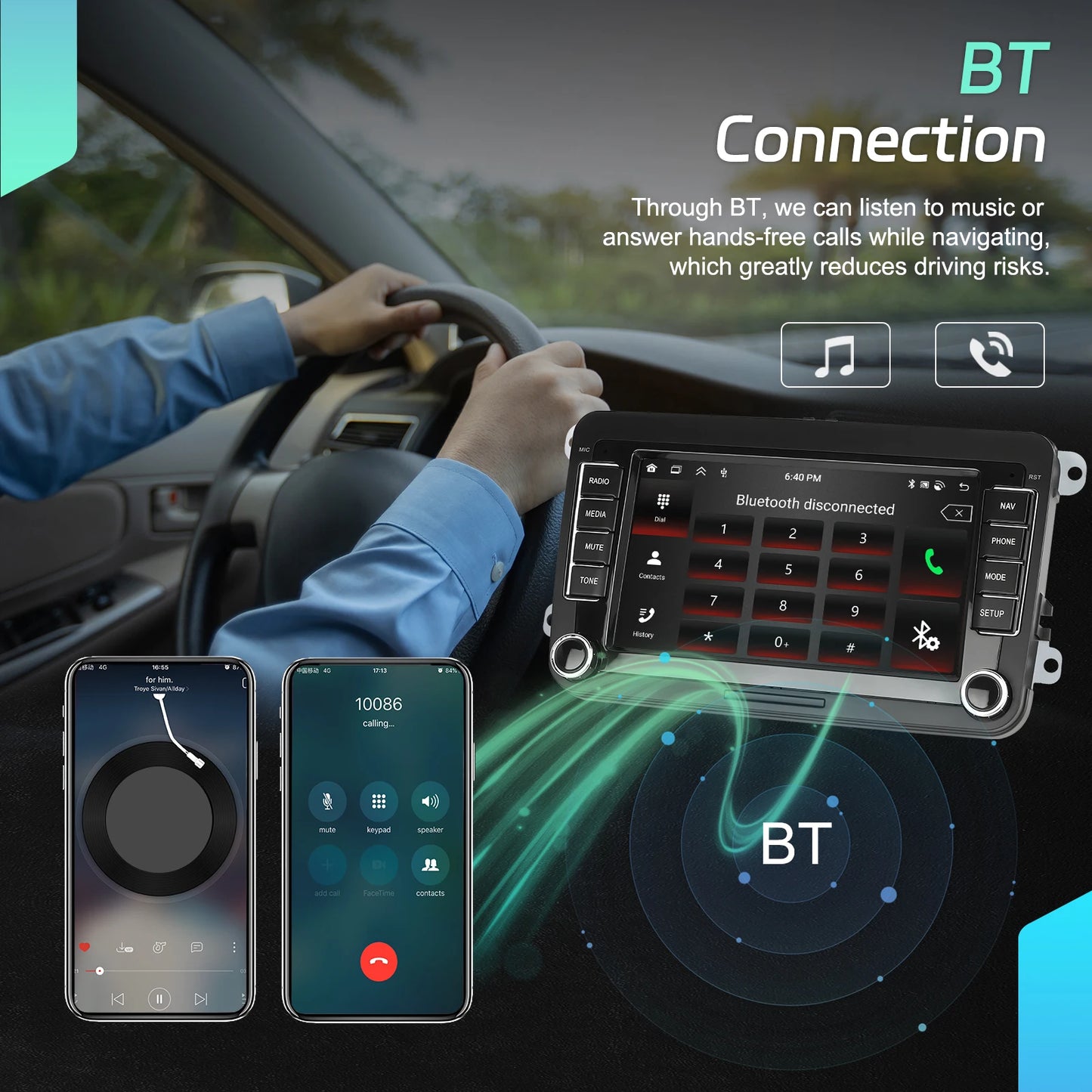 Podofo 7" Android 4G+64G do samochodowego radia samochodowego Apple Carplay GPS NAVI WIFI RDS FM BT do VW Golf 5 6 Passat Polo Touran Tiguan GPS