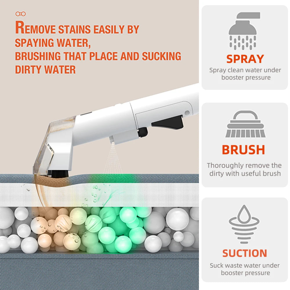 Ręczny odkurzacz do dywanów 600 W 15 kPa, przenośny odkurzacz do plam na kanapę samochodową, spryskiwacz do sierści zwierząt, ssanie, zintegrowana maszyna czyszcząca tapicerkę