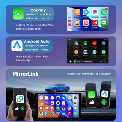 Podofo Bezprzewodowe radio samochodowe CarPlay z AI do Renault Master/OPEL Movano/Nissan NV400 2010 Android GPS WIFI Samochodowy odtwarzacz multimedialny