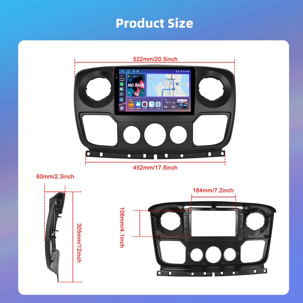 Podofo Bezprzewodowe radio samochodowe CarPlay z AI do Renault Master/OPEL Movano/Nissan NV400 2010 Android GPS WIFI Samochodowy odtwarzacz multimedialny