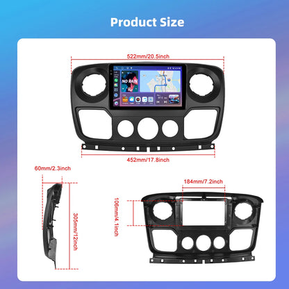 Podofo Bezprzewodowe radio samochodowe CarPlay z AI do Renault Master/OPEL Movano/Nissan NV400 2010 Android GPS WIFI Samochodowy odtwarzacz multimedialny