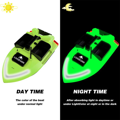 Łódź rybacka LOKEEVAN V020 40 punktów ustawienia 500 m odległości sterowania 3 niezależne zbiorniki na przynętę wyrzutnia przynęt z torbą
