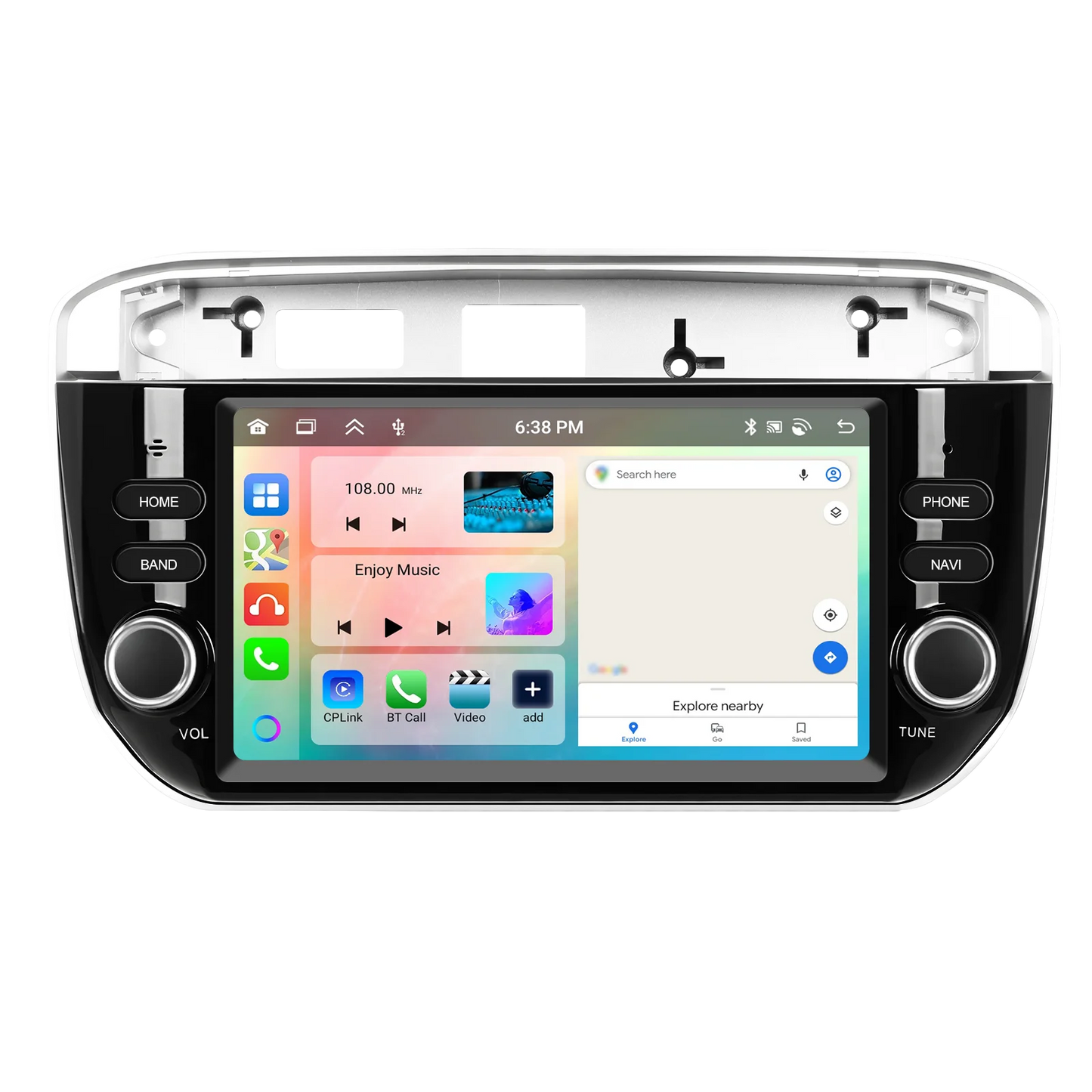 Podofo Wireless Carplay Android Auto do Fiata Punto 10-16/Linea 12-15 Radio samochodowe 6+128G AI Voice GPS DVR Odtwarzacz multimedialny BT FM