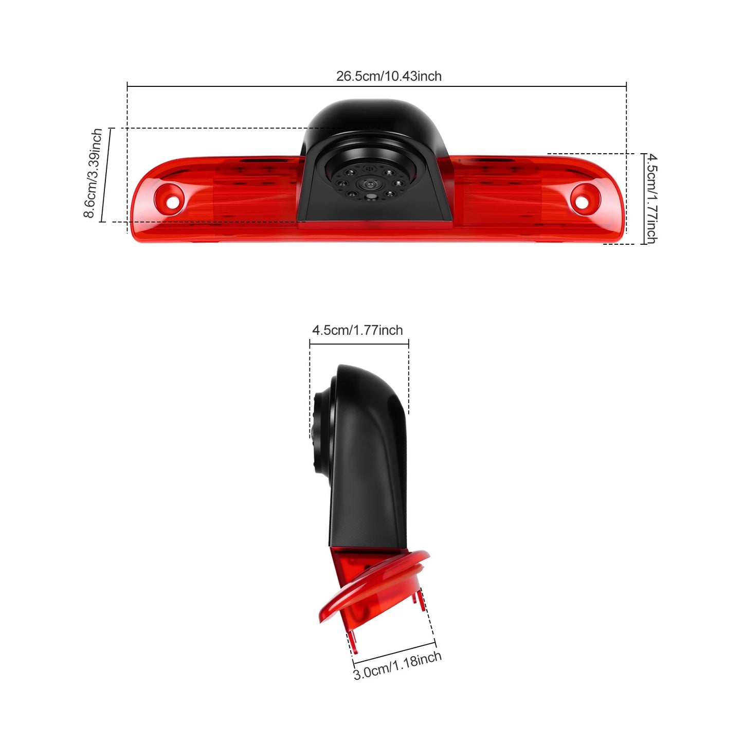Kamera cofania Podofo z tylnym światłem stopu i noktowizorem, wodoodporna, do samochodów Fiat Ducato 2006-2018/Peugeot Boxer 2006-2018