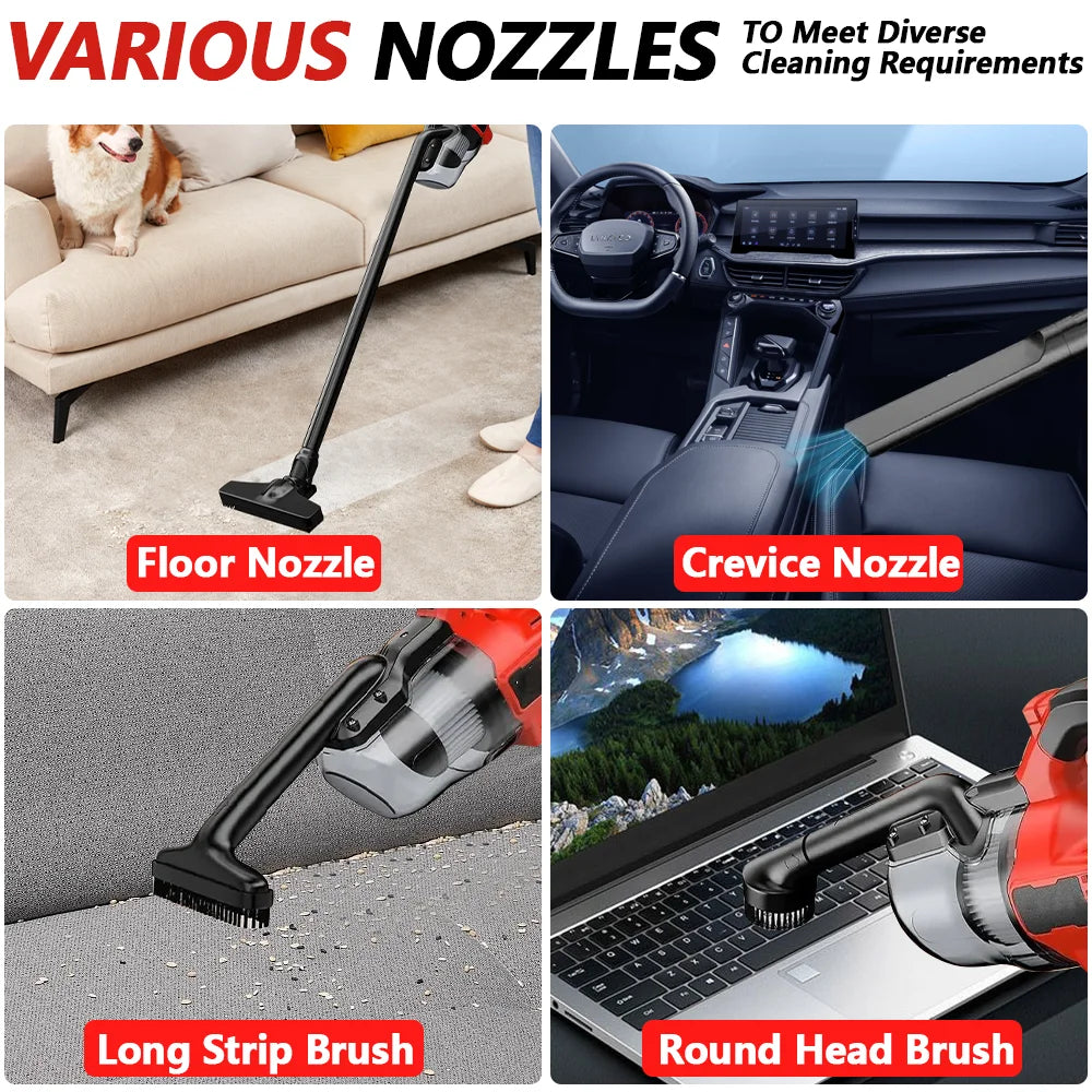 Przemysłowy bezszczotkowy odkurzacz akumulatorowy, 300 W, 9,4 kPa, wysoka siła ssania, wydajne usuwanie kurzu, do użytku domowego i komercyjnego