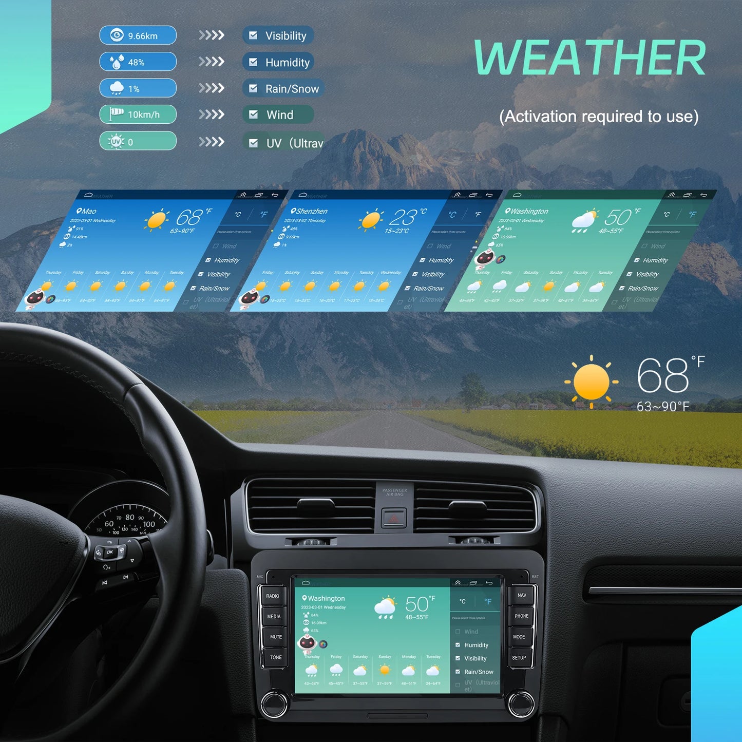 Podofo 7" Android 4G+64G do samochodowego radia samochodowego Apple Carplay GPS NAVI WIFI RDS FM BT do VW Golf 5 6 Passat Polo Touran Tiguan GPS