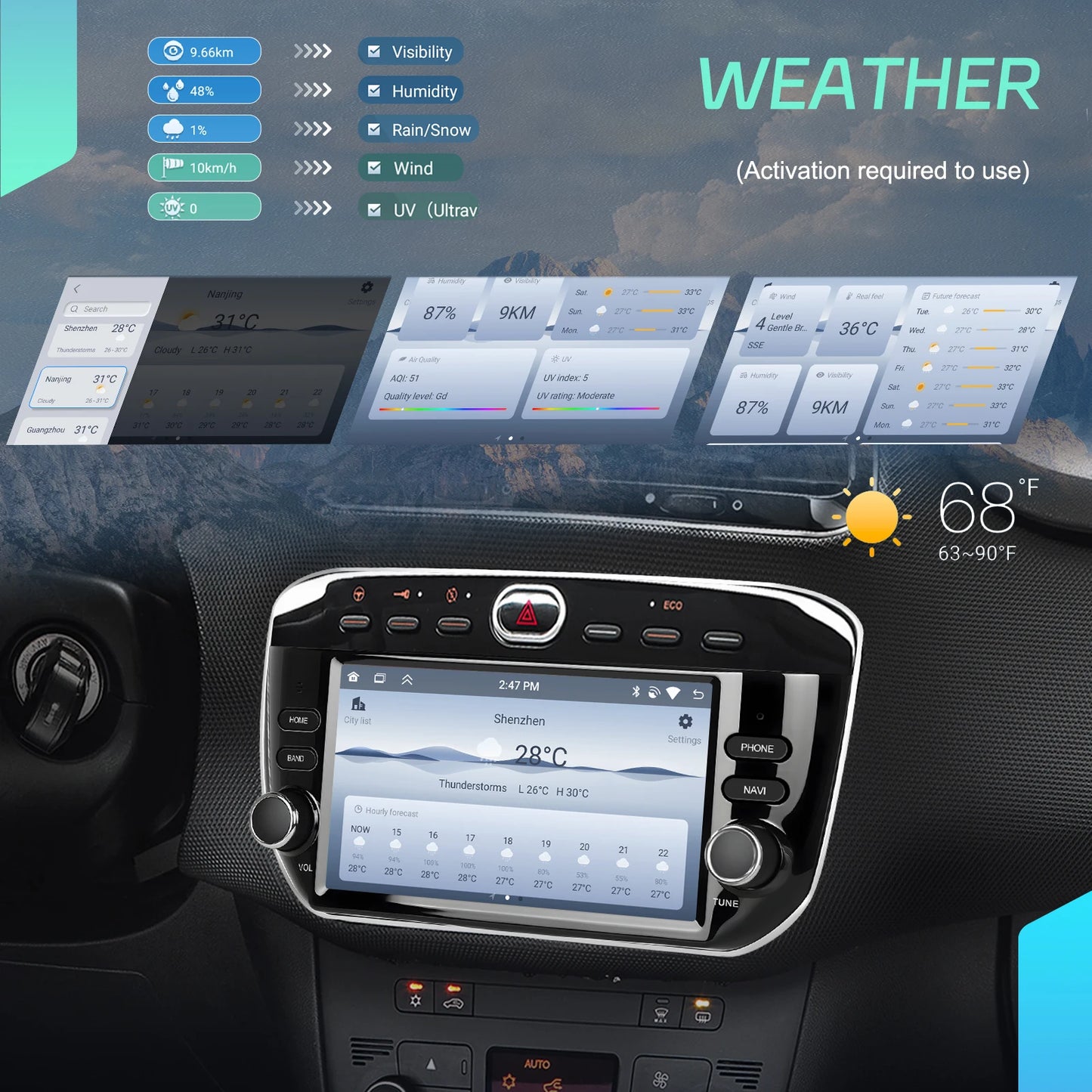 Podofo Wireless Carplay Android Auto do Fiata Punto 10-16/Linea 12-15 Radio samochodowe 6+128G AI Voice GPS DVR Odtwarzacz multimedialny BT FM