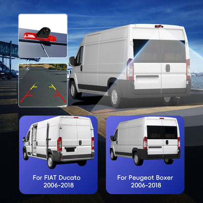 Kamera cofania Podofo z tylnym światłem stopu i noktowizorem, wodoodporna, do samochodów Fiat Ducato 2006-2018/Peugeot Boxer 2006-2018