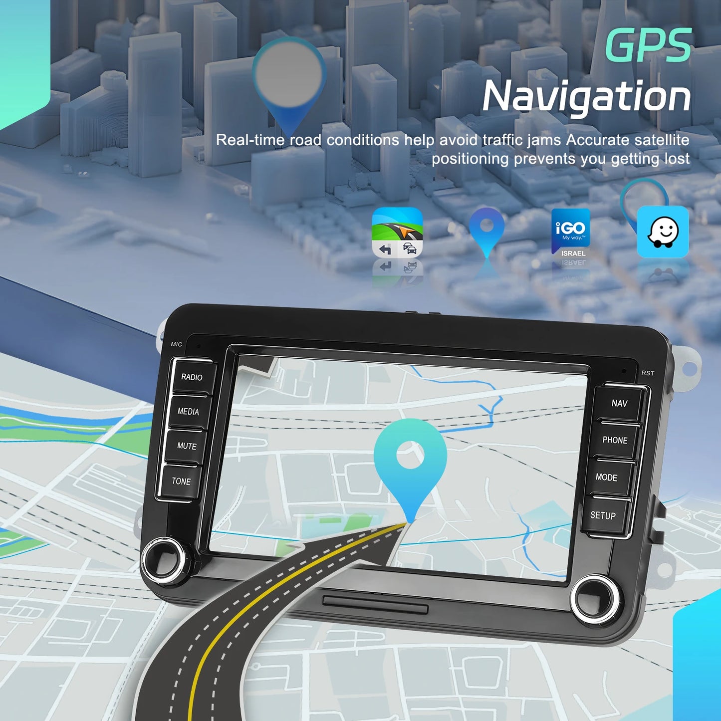 Podofo 7" Android 4G+64G do samochodowego radia samochodowego Apple Carplay GPS NAVI WIFI RDS FM BT do VW Golf 5 6 Passat Polo Touran Tiguan GPS