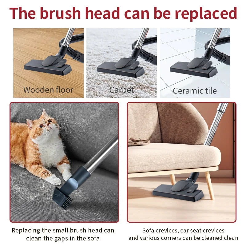 Odkurzacz bezworkowy 3600 W, filtracja wielocyklonowa 15 kPa, cicha konstrukcja, przewodowy odkurzacz do twardych podłóg, dywanów i włosów