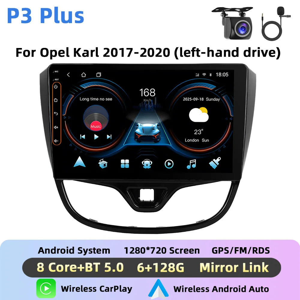 Podofo Bezprzewodowe radio samochodowe CarPlay AI do Opla Karla 2017-2020 (lewe) Android GPS WIFI Samochodowy odtwarzacz multimedialny DSP FM EQ Radio 2din